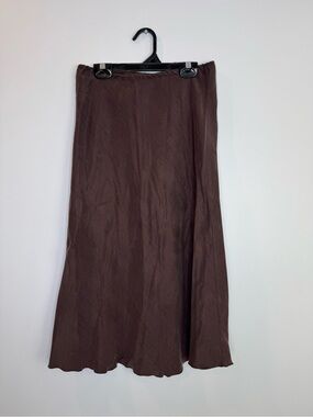 Djerf Avenue Dream Skirt Ash in moka brown silky cupro cotton size XS